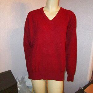 Vtg Harbour Club Sweater Mens Size L Lambswool Knit Pullover V-Neck Holiday Red